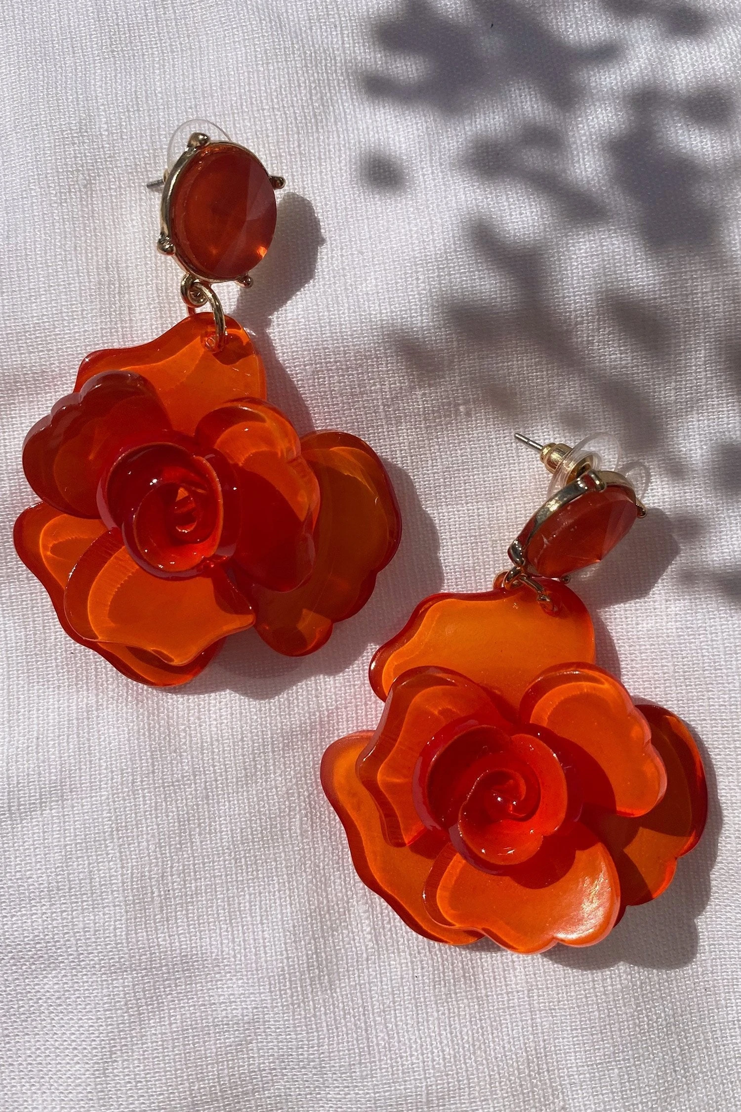 Camilla Orange Acrylic Flower Earrings 7 Camilla Orange Acrylic Flower Earrings - Image 7