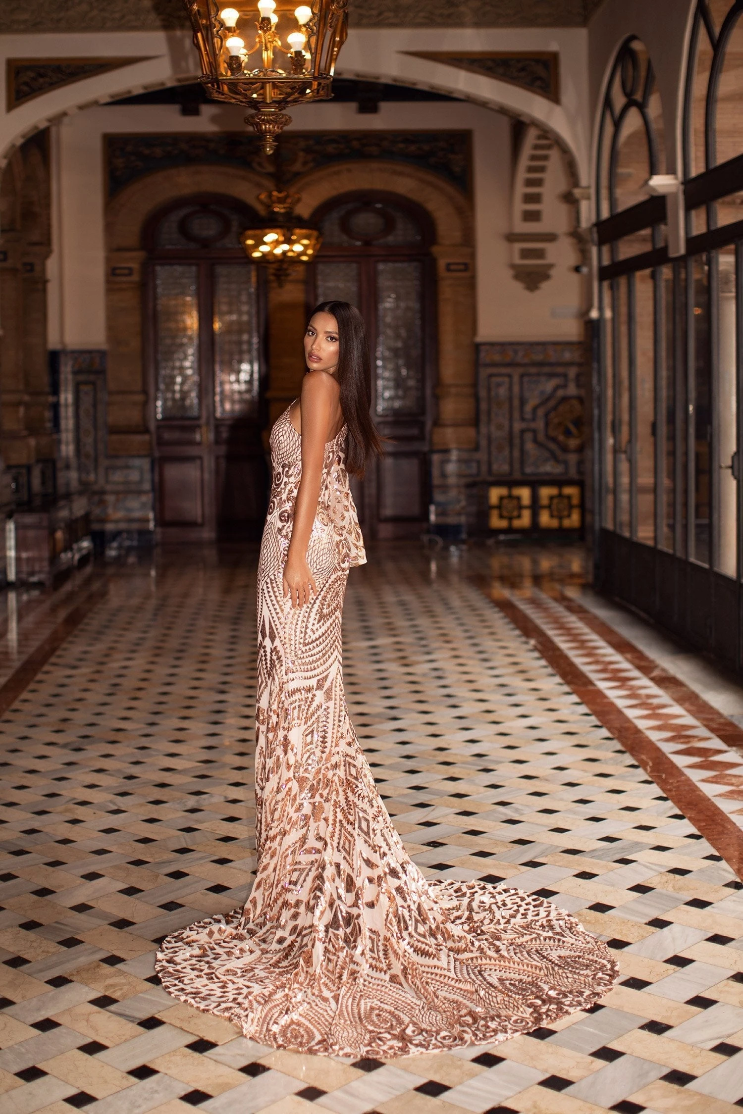 Iza Sequin Gown - Rose Gold 2 Iza Sequin Gown - Rose Gold - Image 2