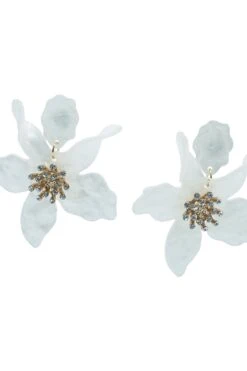 Briella White Flower Earrings -Luxury Evening Wear Store 198 b4581cbe fa23 40c7 b48d f63f1759187e