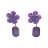 Analu Purple Gem Flower Earrings