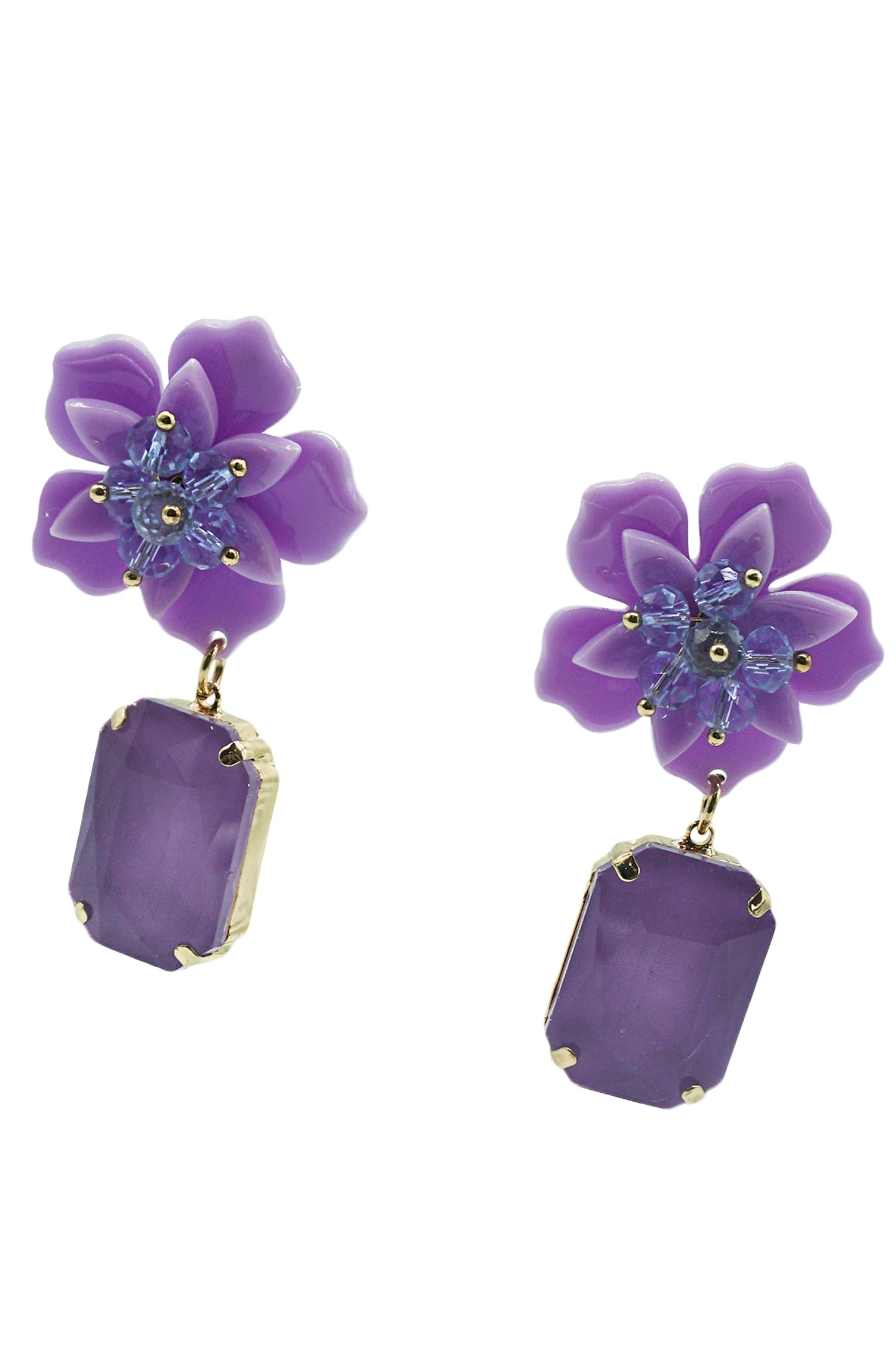 Analu Purple Gem Flower Earrings 2 Analu Purple Gem Flower Earrings - Image 2