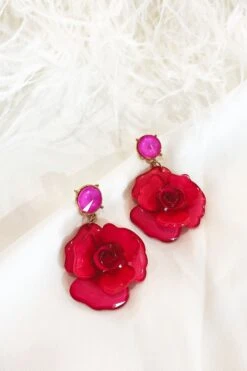 Camilla Pink Acrylic Flower Earrings -Luxury Evening Wear Store 23 2403cee3 2190 4ad9 92df c7340066e73f