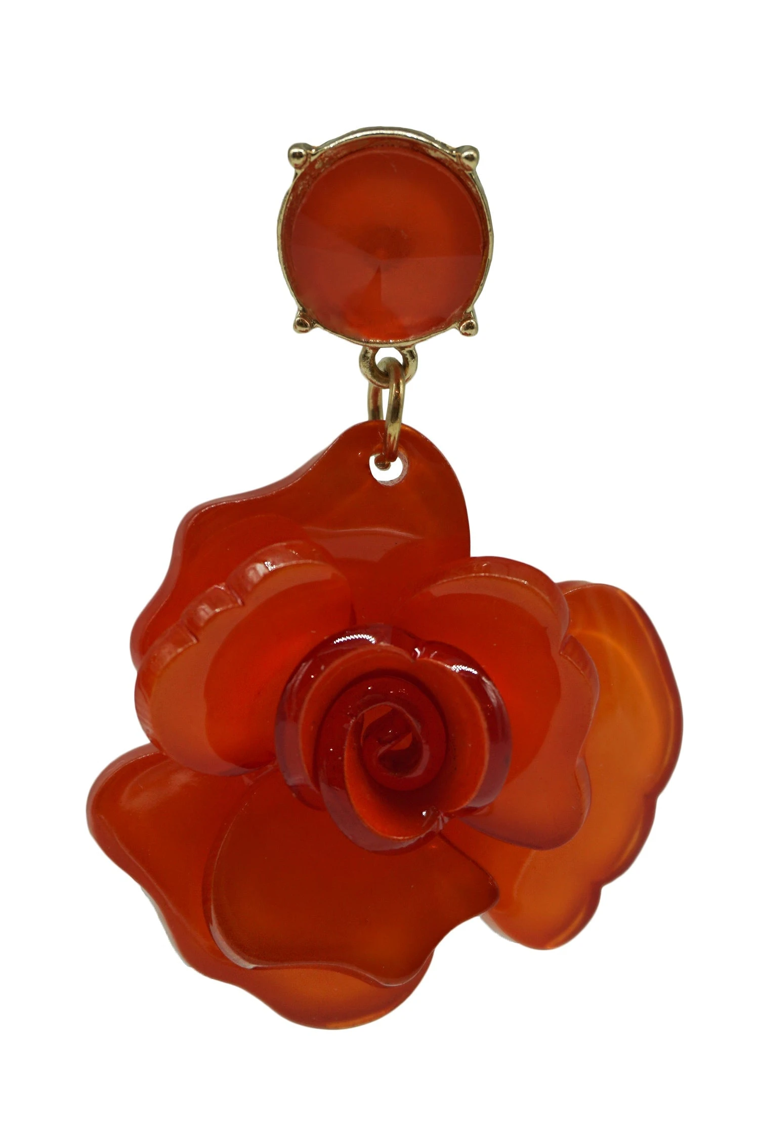 Camilla Orange Acrylic Flower Earrings 2 Camilla Orange Acrylic Flower Earrings - Image 2