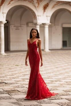 Rendira Sequin Gown - Deep Red -Luxury Evening Wear Store 258 fe62c3e8 2c46 4004 96a9 c24d75b9e7f4