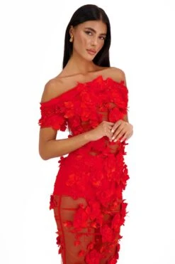 Florentina Floral 3D Red Roses Dress Dress -Luxury Evening Wear Store 25 9ec1baf6 6674 4f4d b0af e35a61c3b2ee