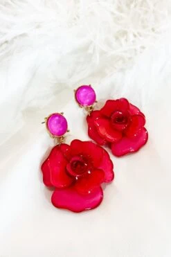 Camilla Pink Acrylic Flower Earrings -Luxury Evening Wear Store 25 da2c855b 8551 4238 90bf 52fc3a4acb33