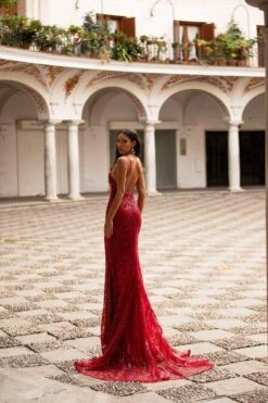 Rendira Sequin Gown - Deep Red -Luxury Evening Wear Store 260 b7b98284 e92d 4360 8dd2 49f6e5d24e4e