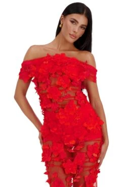 Florentina Floral 3D Red Roses Dress Dress -Luxury Evening Wear Store 26 e0ec9347 7fd7 4f14 9e84 9fd7e72c195c