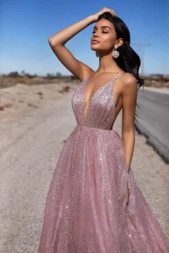 Electra Glitter Gown - Rose Gold -Luxury Evening Wear Store 26 e1d53561 31e6 4c6e b655 f2effd89c831