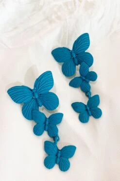 Lolita Blue Butterfly Drop Earrings -Luxury Evening Wear Store 27LOLITA