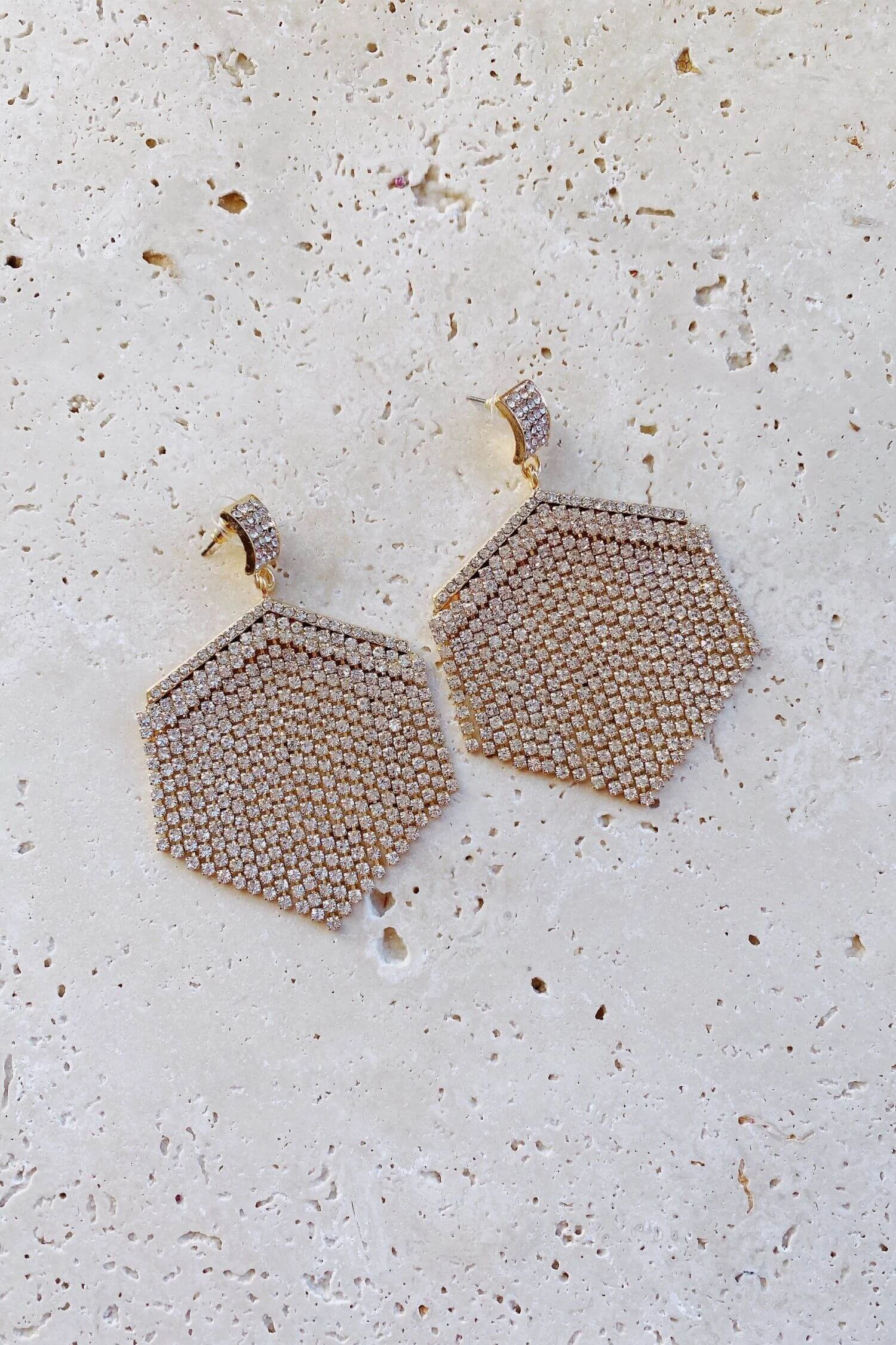 Elmira Gold Crystal Drop Earrings 4 Elmira Gold Crystal Drop Earrings - Image 4