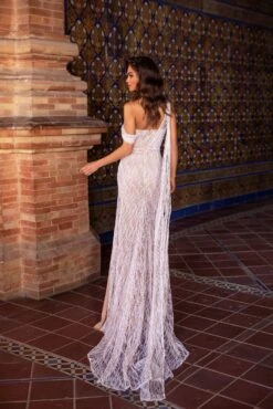 Gabriela Glitter Gown - White -Luxury Evening Wear Store 3