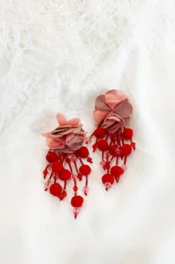 Shailee Multicoloured Flower Drop Earrings -Luxury Evening Wear Store 35SHAILEE