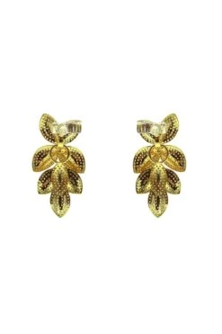 Galina Gold Embellished Earrings -Luxury Evening Wear Store 368