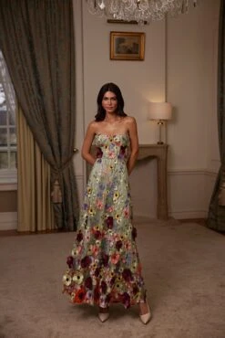 Daisy Floral 3D Bustier Maxi Dress