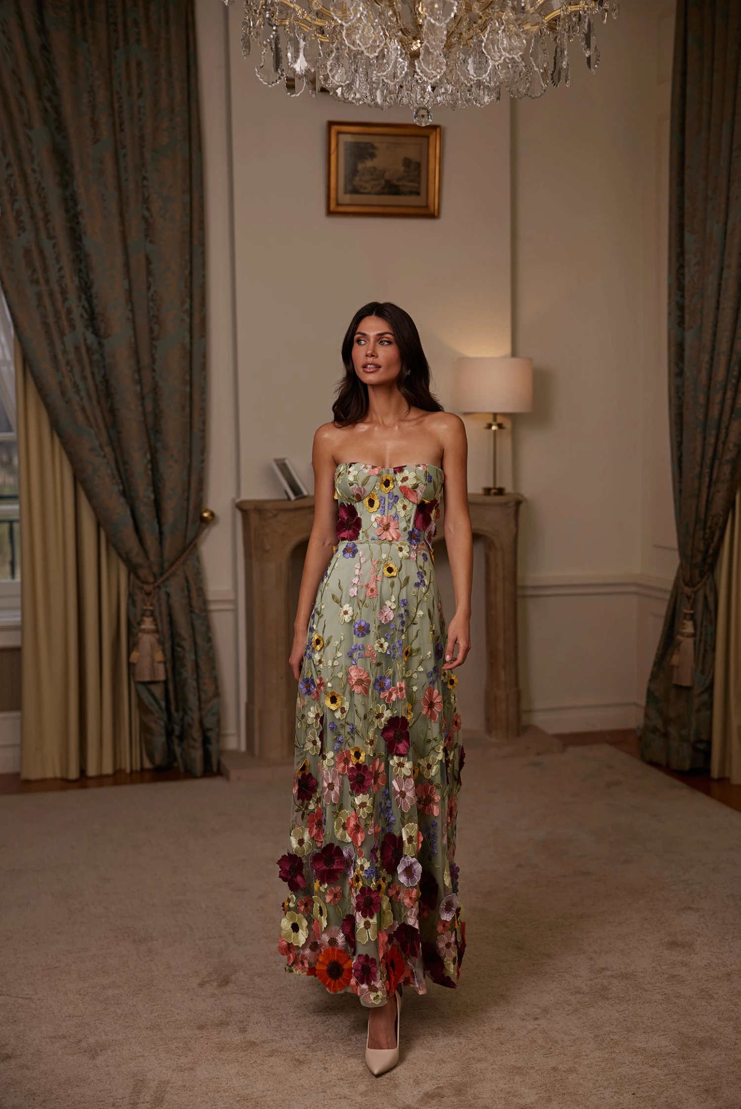 Daisy Floral 3D Bustier Maxi Dress 2 Daisy Floral 3D Bustier Maxi Dress - Image 2