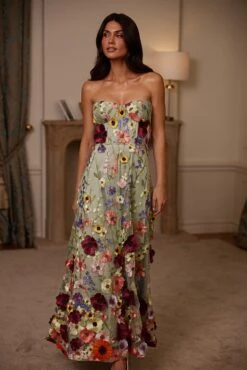 Daisy Floral 3D Bustier Maxi Dress 9 Daisy Floral 3D Bustier Maxi Dress -Luxury Evening Wear Store 4B6A8932