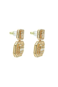 Gisele Gold Diamante Earrings -Luxury Evening Wear Store 519