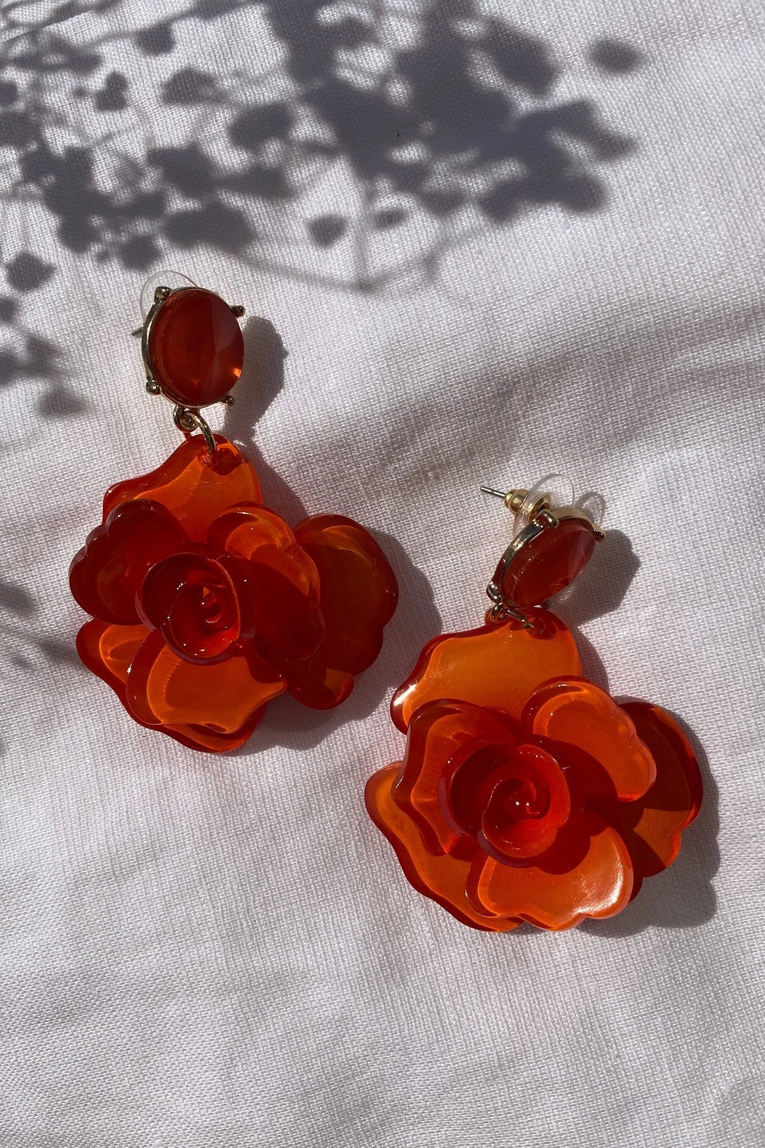 Camilla Orange Acrylic Flower Earrings 4 Camilla Orange Acrylic Flower Earrings - Image 4