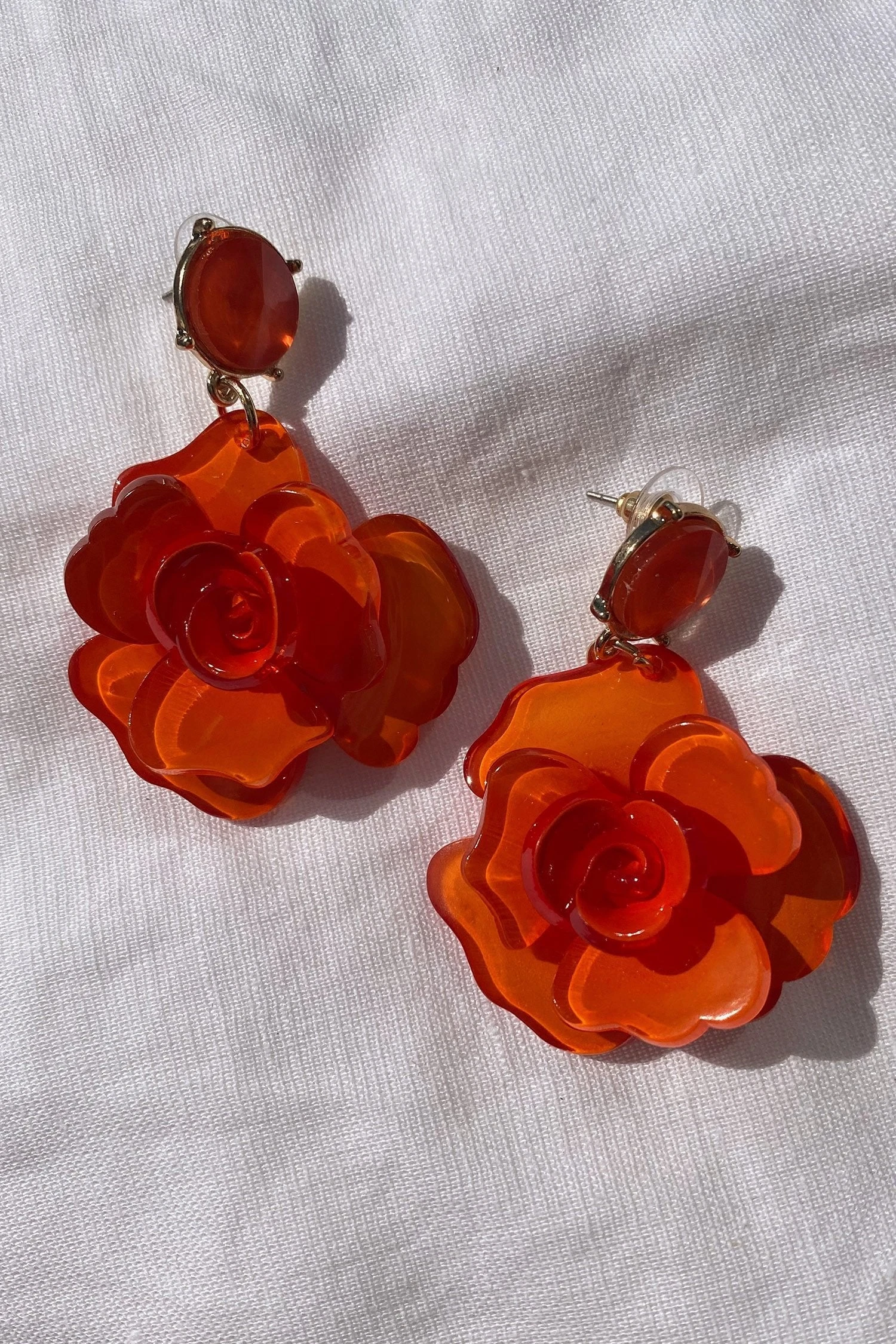 Camilla Orange Acrylic Flower Earrings 5 Camilla Orange Acrylic Flower Earrings - Image 5