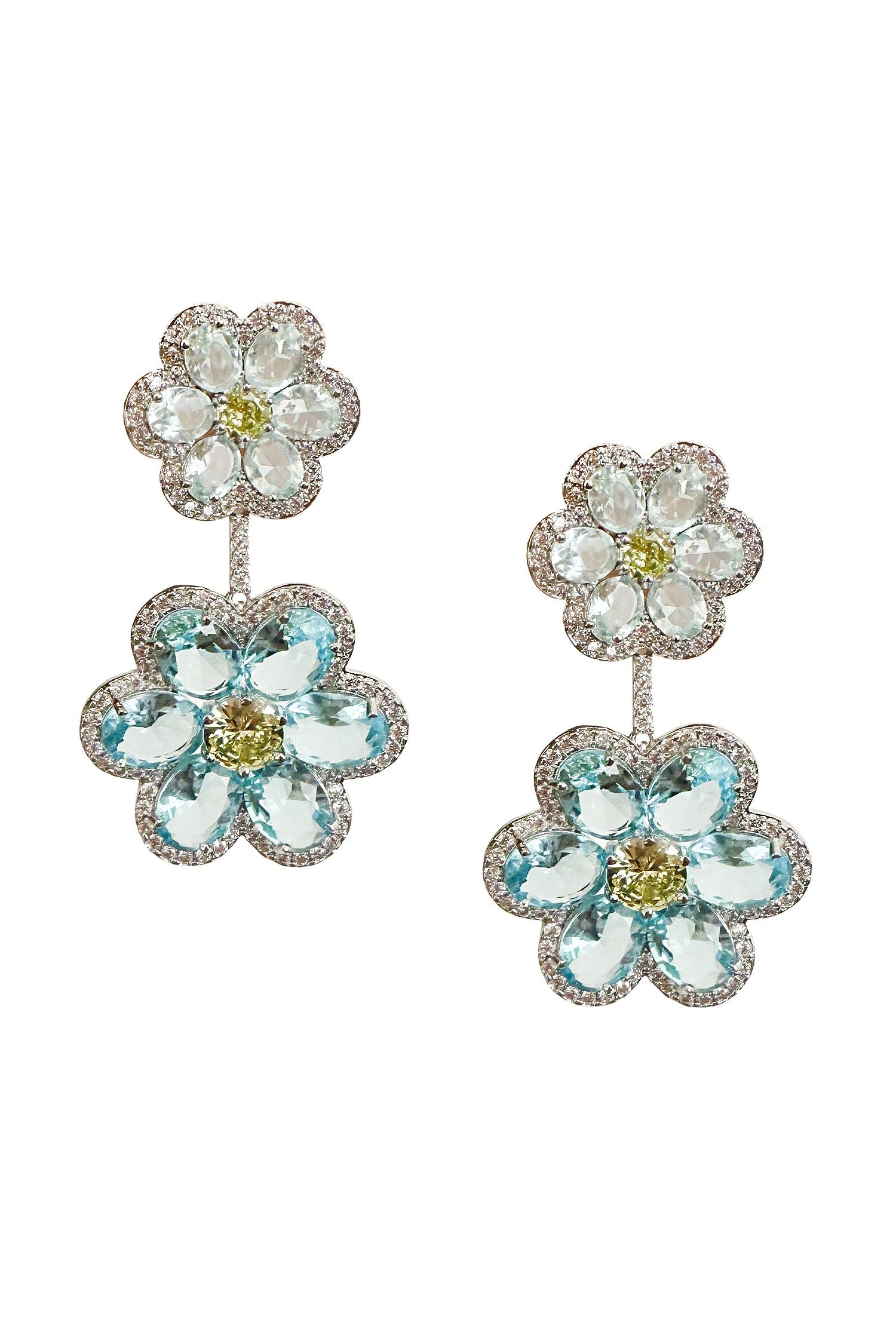 Faretti Blue Flower Drop Earrings 2 Faretti Blue Flower Drop Earrings - Image 2