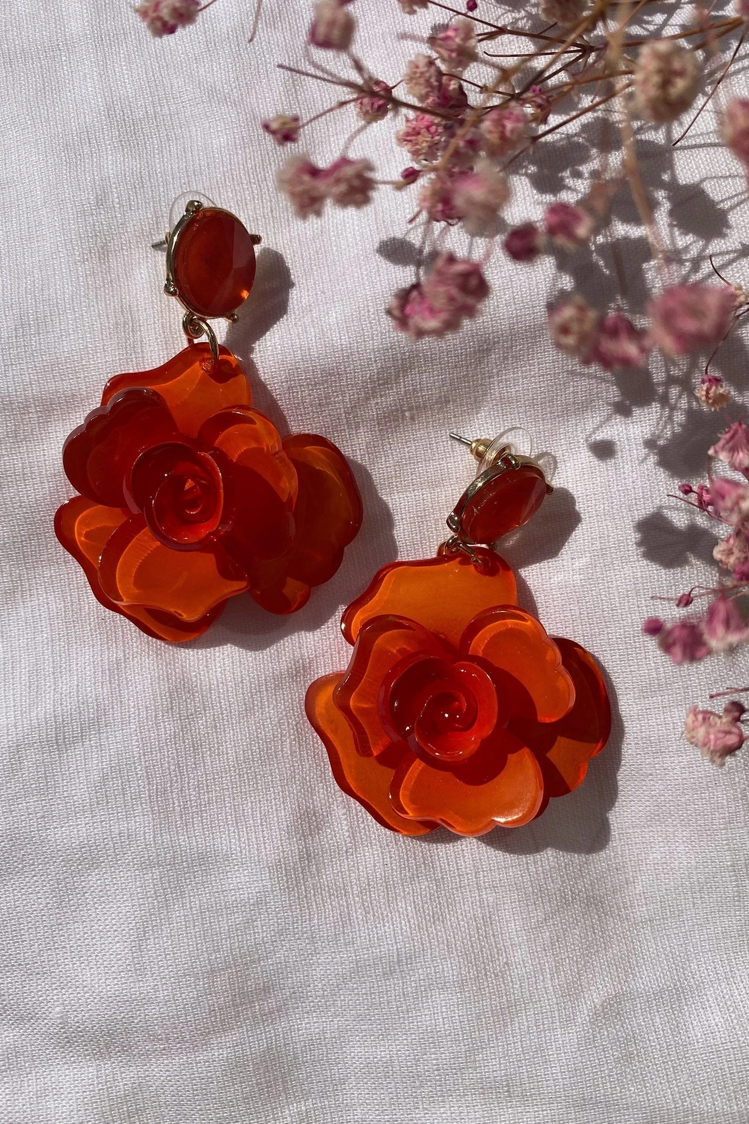 Camilla Orange Acrylic Flower Earrings 6 Camilla Orange Acrylic Flower Earrings - Image 6