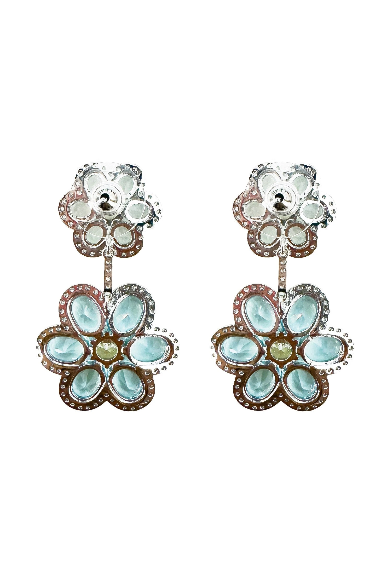 Faretti Blue Flower Drop Earrings 3 Faretti Blue Flower Drop Earrings - Image 3