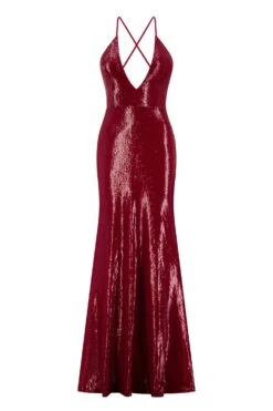 Brooklyn Sequins Shimmering Burgundy Gown -Luxury Evening Wear Store brooklyn 3