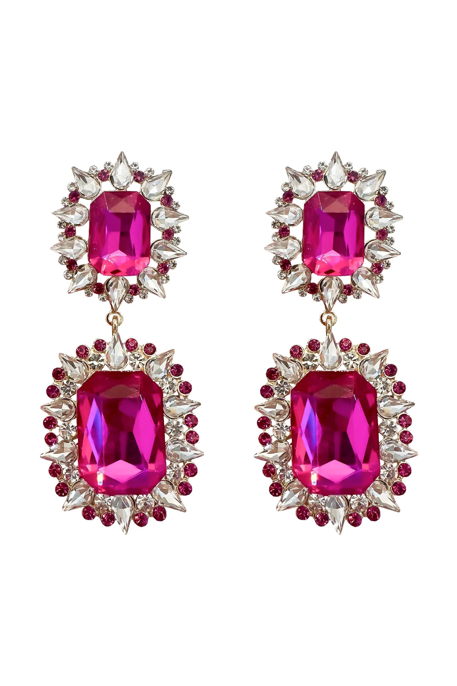 Katerina Fuchsia Diamante Earrings 4 Katerina Fuchsia Diamante Earrings - Image 4
