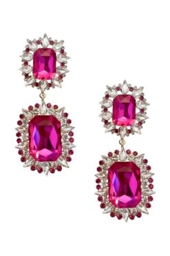 Katerina Fuchsia Diamante Earrings 8 Katerina Fuchsia Diamante Earrings -Luxury Evening Wear Store earrings224