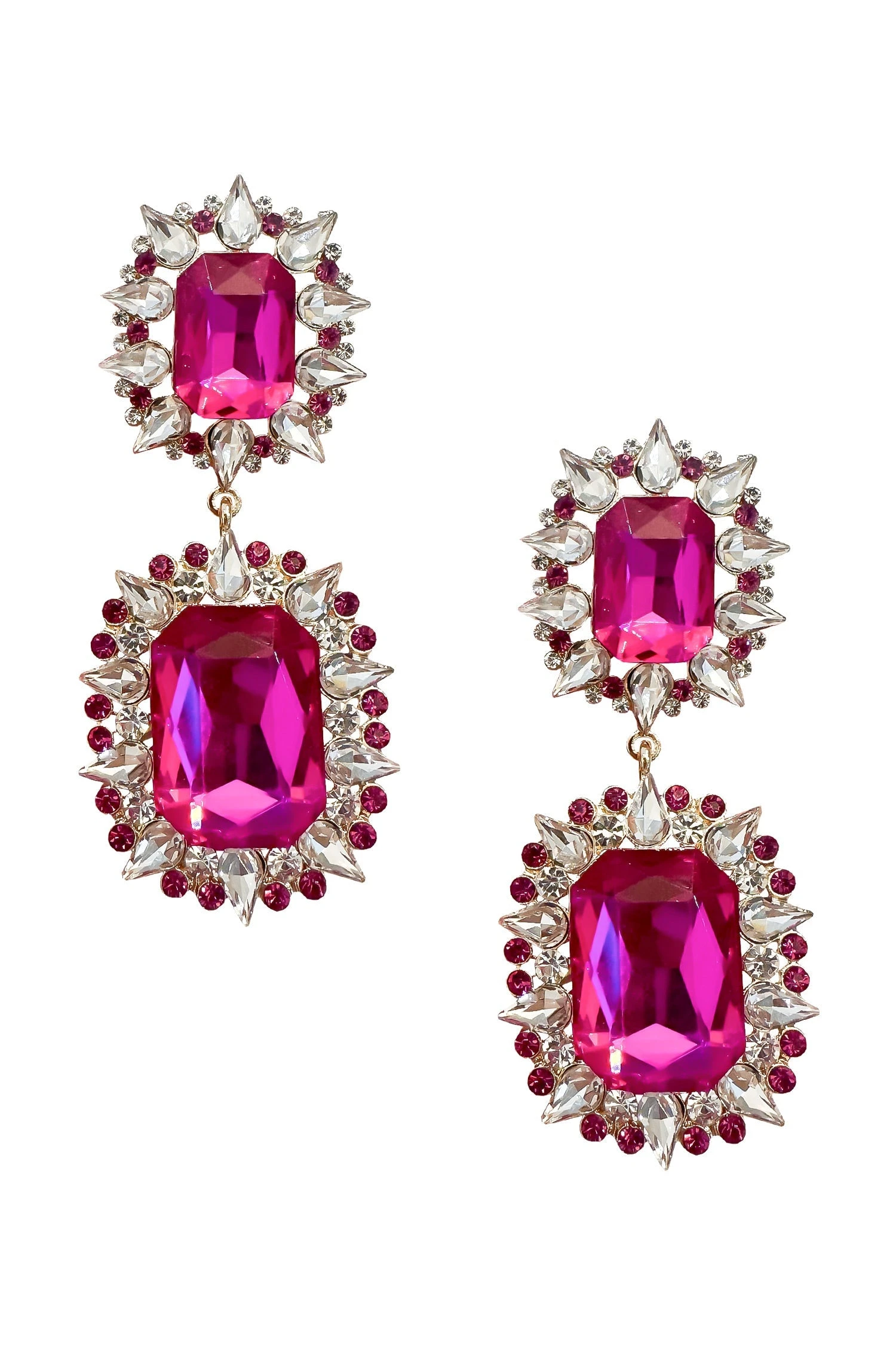 Katerina Fuchsia Diamante Earrings 3 Katerina Fuchsia Diamante Earrings - Image 3