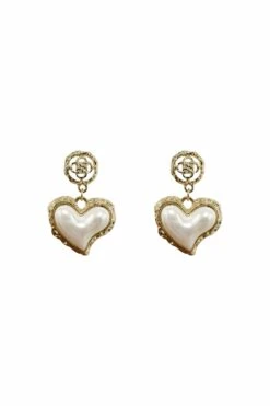 Ramiza White Drop Heart Earrings