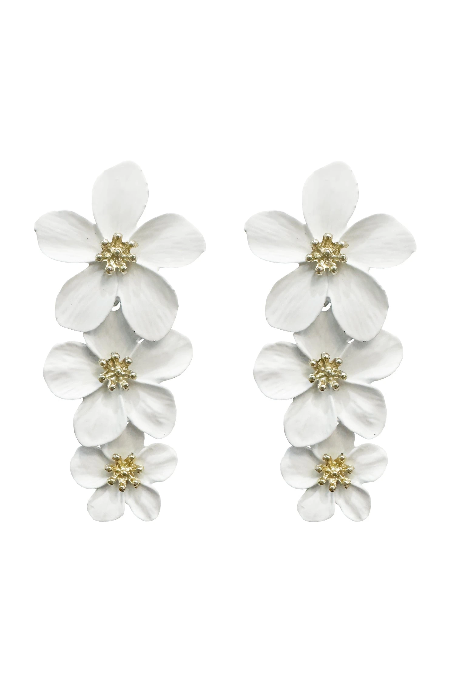 Niki White Flower Drop Earrings 4 Niki White Flower Drop Earrings - Image 4