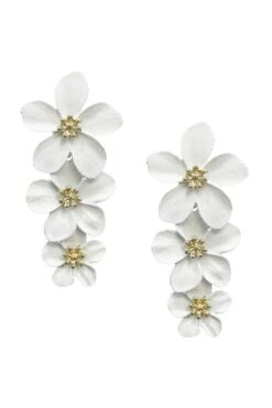 Niki White Flower Drop Earrings 10 Niki White Flower Drop Earrings -Luxury Evening Wear Store earrings84 09f2cc23 c7c7 4266 b053 d3c2186b9493