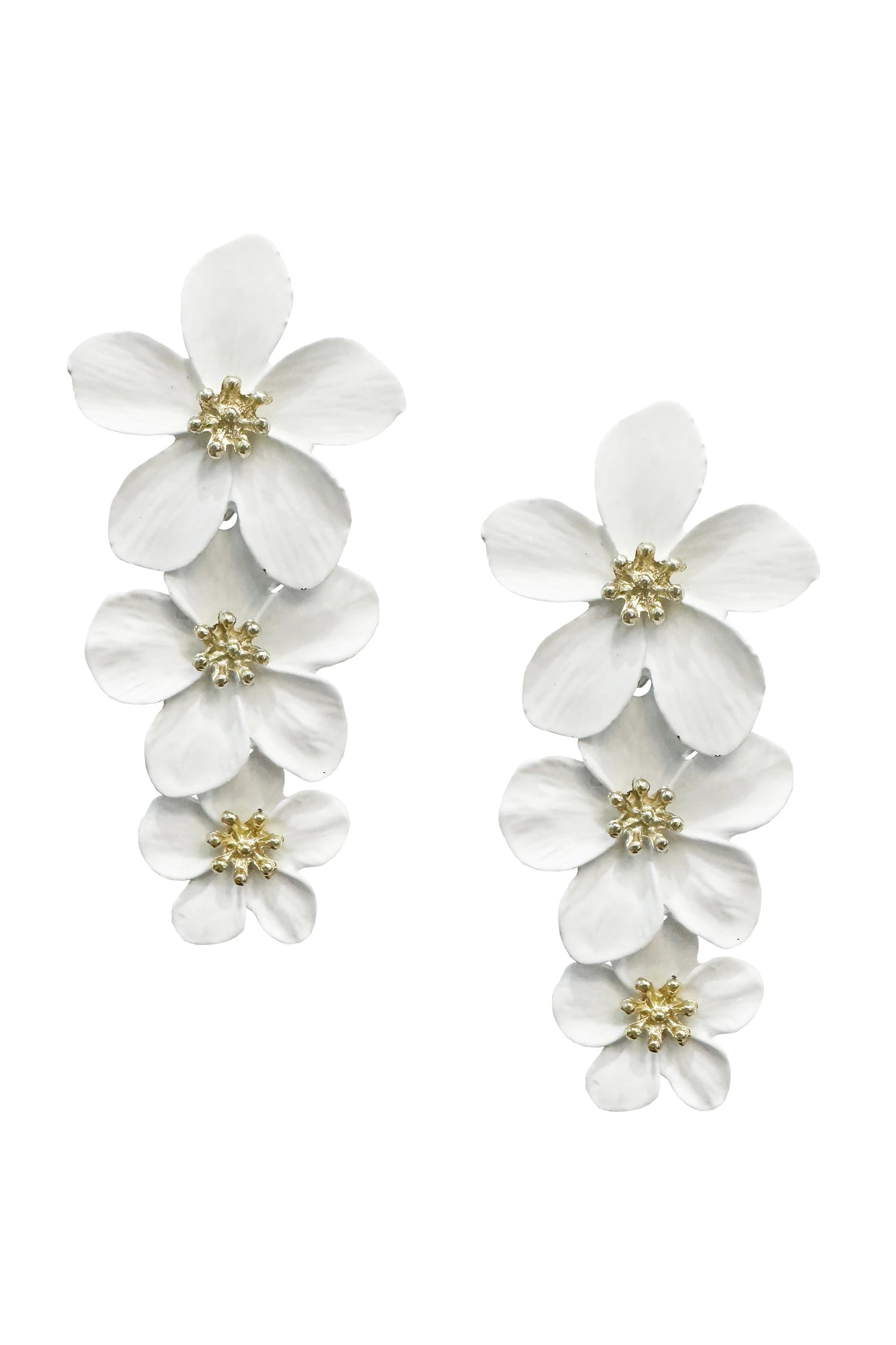Niki White Flower Drop Earrings 5 Niki White Flower Drop Earrings - Image 5