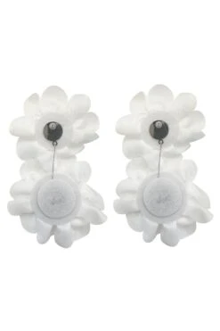 Meghan White Flower Drop Earrings -Luxury Evening Wear Store earrings88