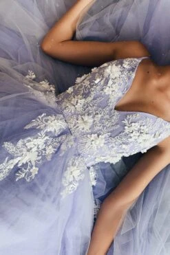 Ysabelle Tulle Gown - Lilac -Luxury Evening Wear Store flatlay12