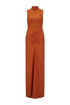 Rosina High Neck Rust Gown 16 Rosina High Neck Rust Gown -Luxury Evening Wear Store rosina 1 gm