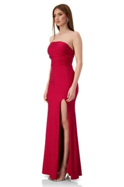 Stefani One Shoulder Jersey Wine Red Gown -Luxury Evening Wear Store stefani 2