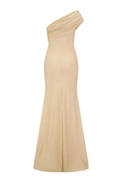 Stefani One Shoulder Jersey Gold Gown -Luxury Evening Wear Store stefani 2 gm